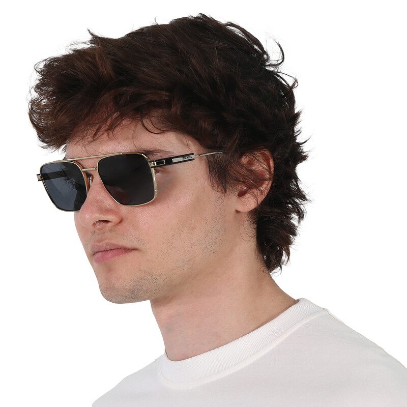 Prada Dark Gray Square Unisex Sunglasses PR 67ZS ZVN09T 56