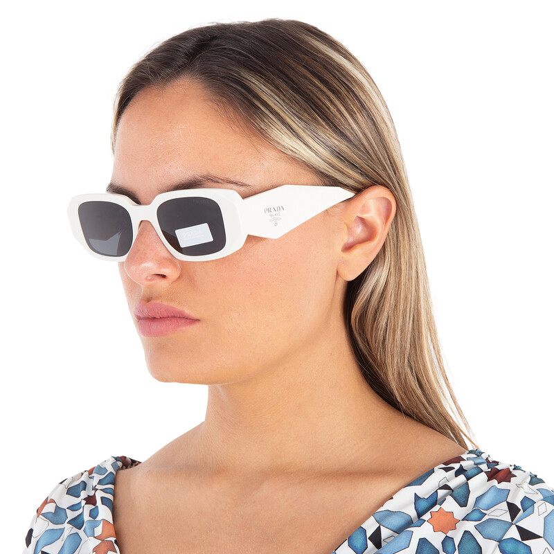 Prada Dark Grey Rectangular Ladies Sunglasses PR 17WS 1425S0 49