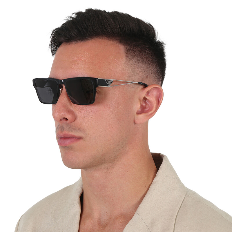 Prada Dark Grey Rectangular Men's Sunglasses PR 71ZS 1BO5S0 56