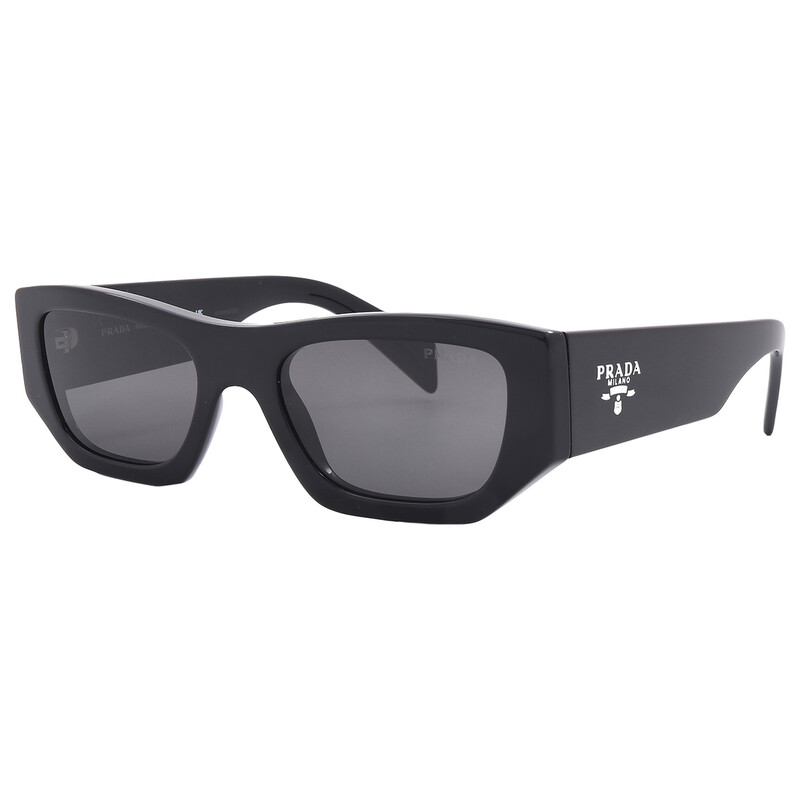 Prada Dark Grey Rectangular Unisex Sunglasses PR A01S 16K08Z 53