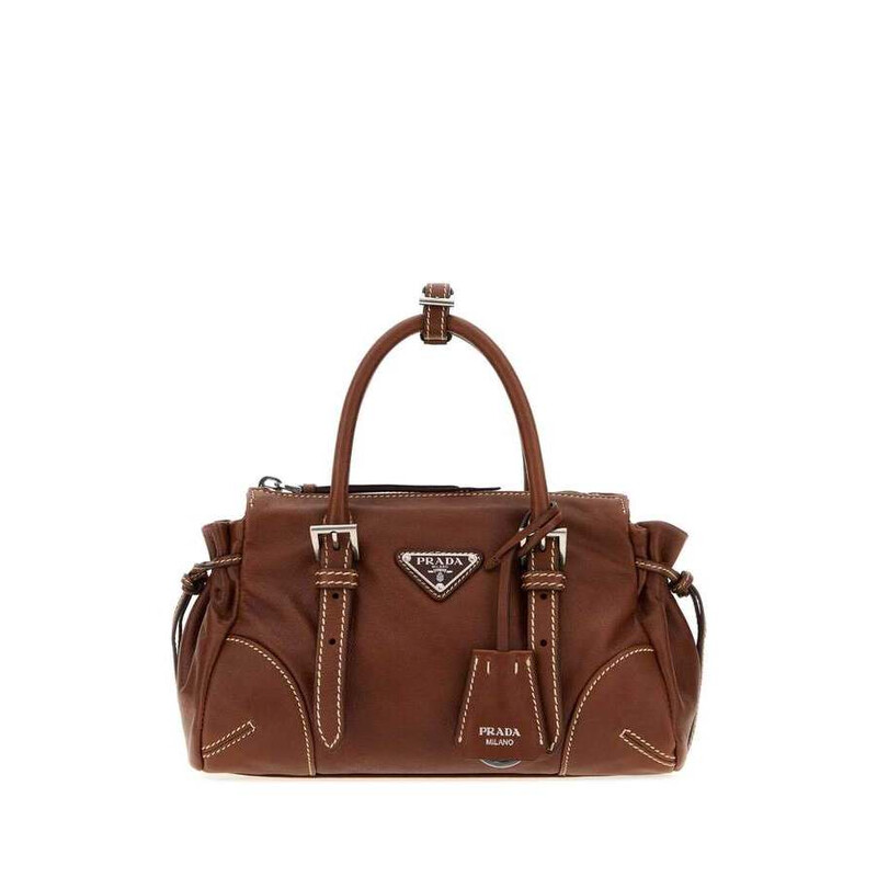 Prada Karin Top Handle Bag — Brown 1BA499VOOM2ZQX F0BW5 - Handbags