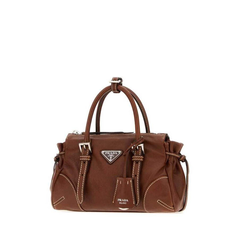 PRADA ちびゃん Prada Karin Top Handle Bag — Brown 1BA499VOOM2ZQX F0BW5 - Handbags