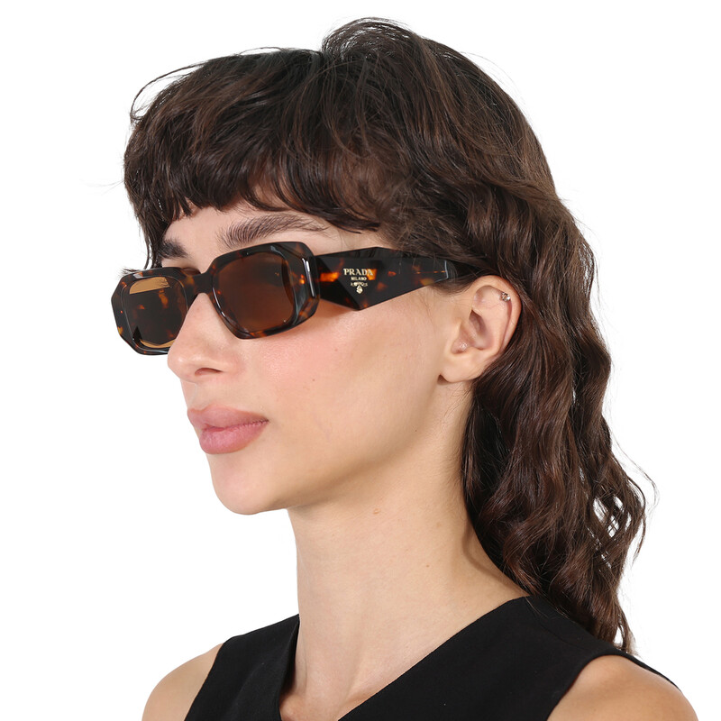 Prada Light Brown Rectangular Ladies Sunglasses PR 17WS VAU2Z1 49