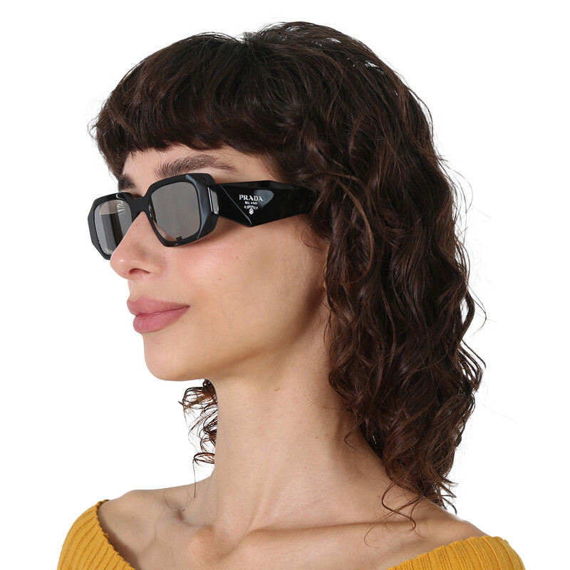 NEW Prada PR17WS 1AB2B0 Black Light Gray Mirrored Silver Square Unisex Sunglasse NEW Prada PR17WS 1AB2B0 Black Gray Mirrored Silver Square  main image 3