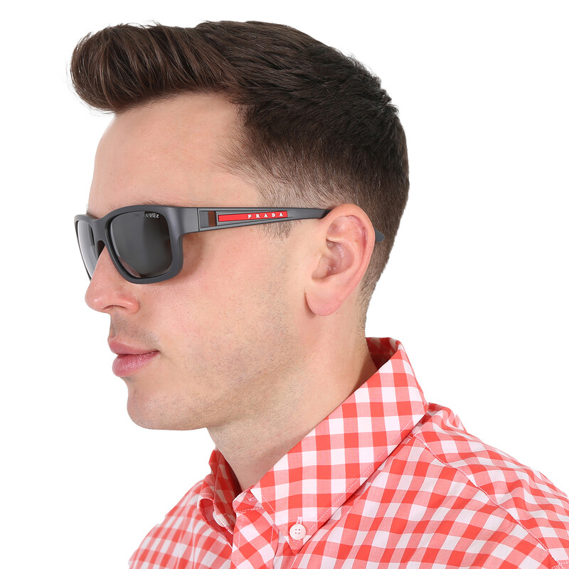 Prada Linea Rossa Polarized Dark Grey Mirror Silver Rectangular