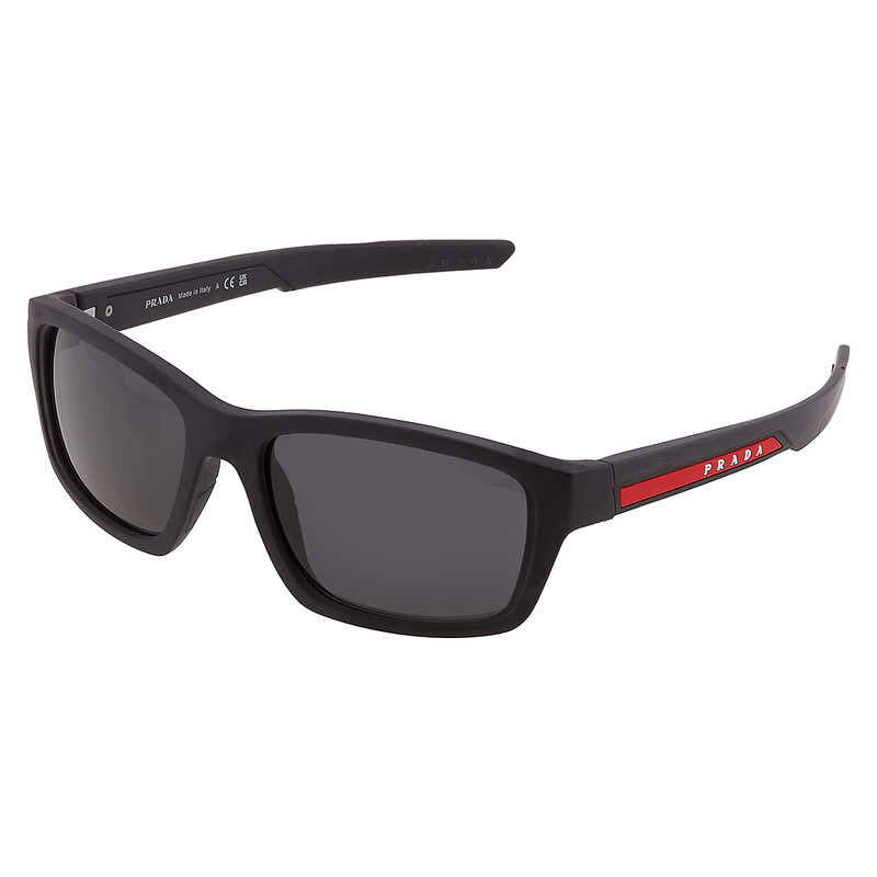 Prada Linea Rossa Dark Grey Rectangular Men's Sunglasses PS 04YS