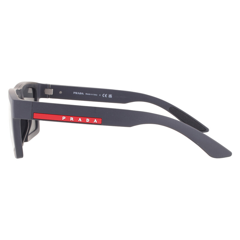 Prada Linea Rossa Matte Grey Mirror Rectangular Men's Sunglasses