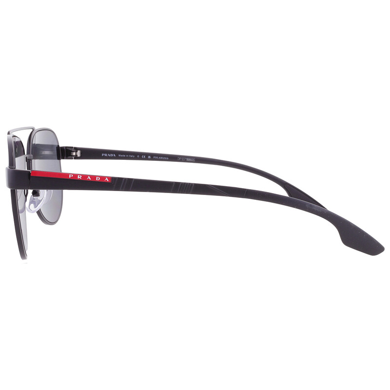 Prada Linea Rossa Polarized Grey Pilot Men's Sunglasses PS 54TS