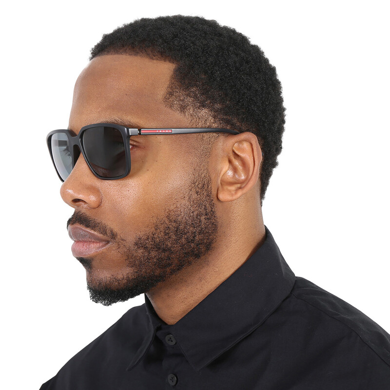 Prada Linea Rossa Polarized Grey Rectangular Men's Sunglasses PS