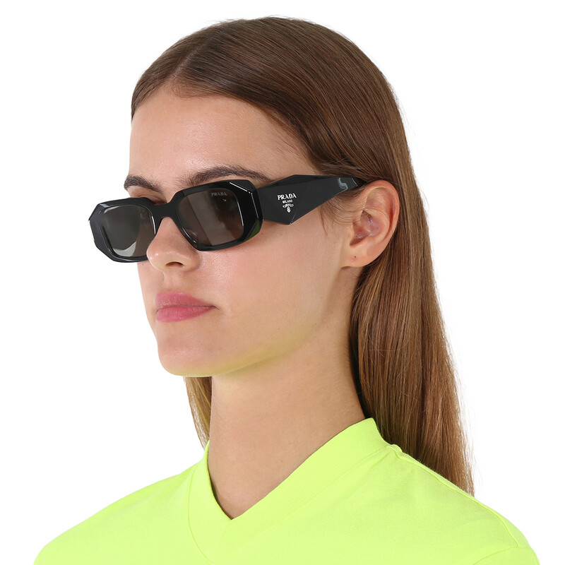 Prada Multilayer Mirror Black Rectangular Ladies Sunglasses PR