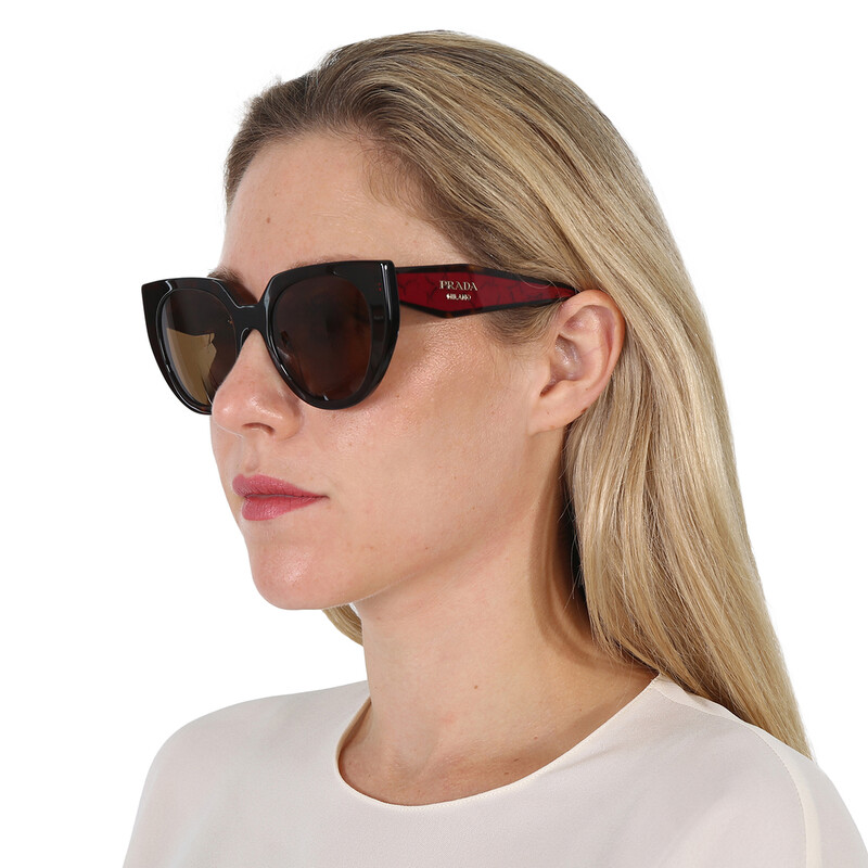 Prada Polarized Brown Cat Eye Ladies Sunglasses PR 14WS 2AU5Y1 52