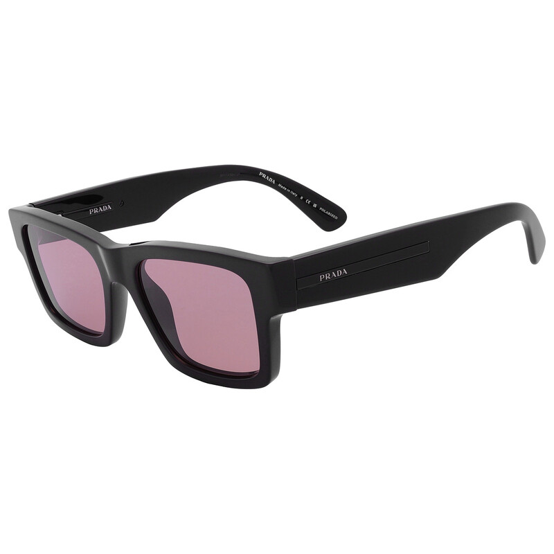 Prada Polarized Fuchsia Crystal Rectangular Men's Sunglasses PR