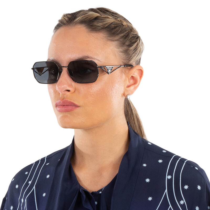 Prada Polarized Grey Geometric Ladies Sunglasses PR A51S 1AB5Z1 58