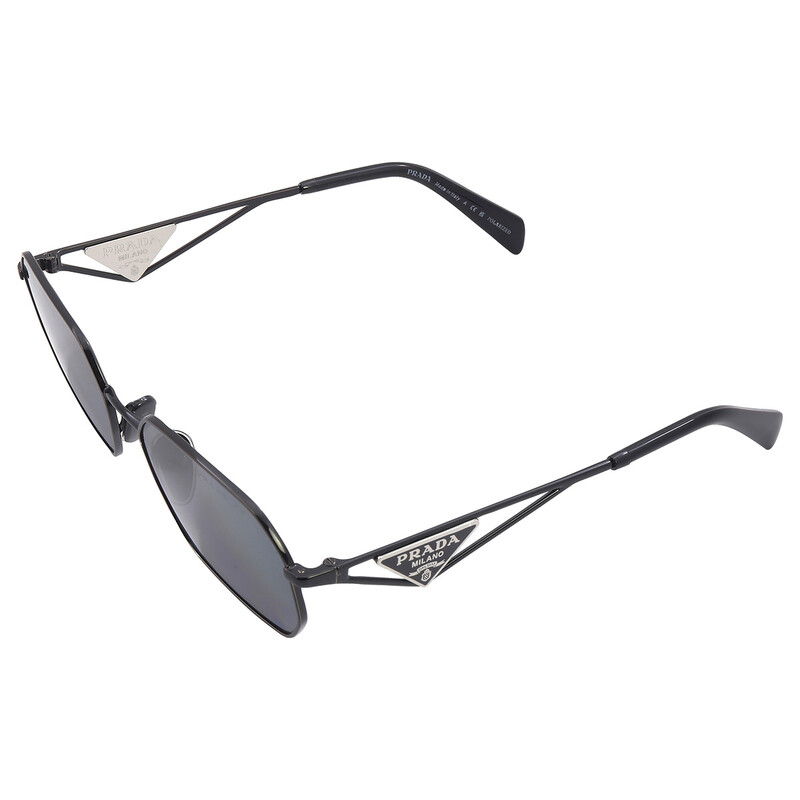 Prada Polarized Grey Geometric Ladies Sunglasses PR A51S 1AB5Z1 58
