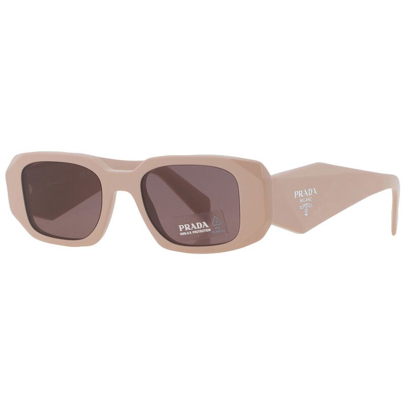 PRADA ホワイトフレーム ブラウンレンズ サングラス Prada Purple Brown Rectangular Ladies Sunglasses PR 17WS VYJ6X1 49