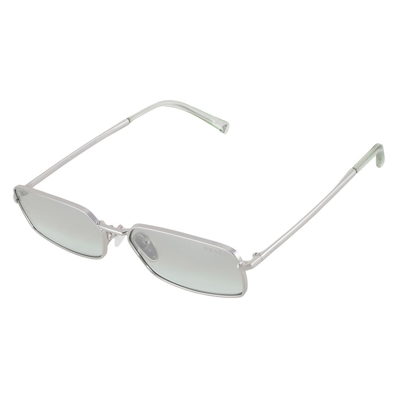 Prada Silver Grey Mirror Rectangular Ladies Sunglasses PR A60S