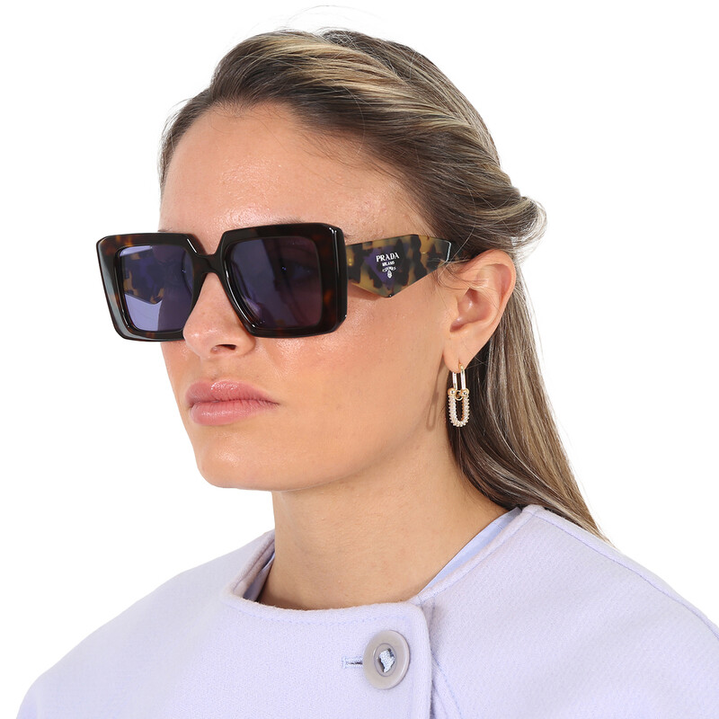 Prada Violet Mirrored Internal Silver Square Ladies Sunglasses PR