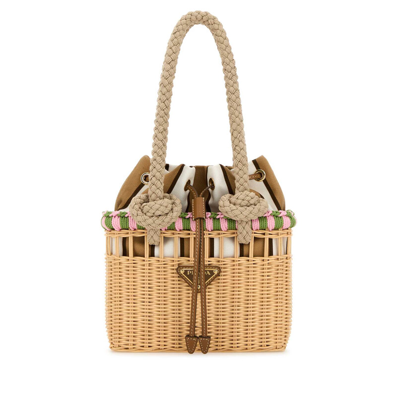 Prada Wicker Mini Shopping Bag 1BG5582HG4 F0NJX 8050242505681