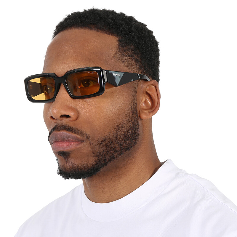 Prada Yellow Rectangular Men's Sunglasses PR 27ZSF 16K70A 55