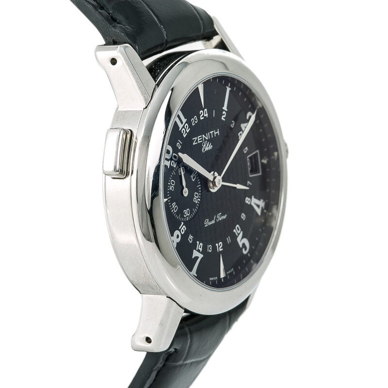 「RT 182674 」 Zenith Pre-owned Zenith Elite Port Royal V Dual Time Automatic