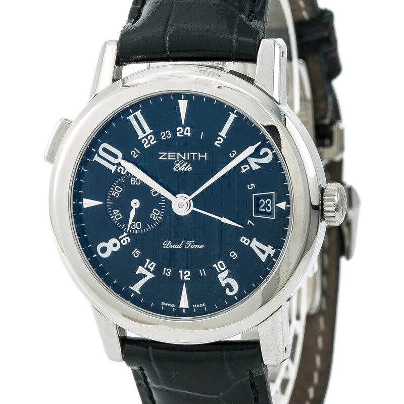 「RT 182674 」 Zenith Pre-owned Zenith Elite Port Royal V Dual Time Automatic