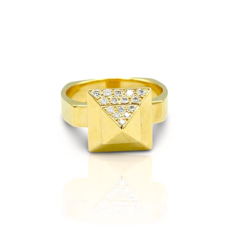 Tresorra Pre-Owned 14K Yellow Gold Teufel Pyramid Diamond Ring 65526 ...