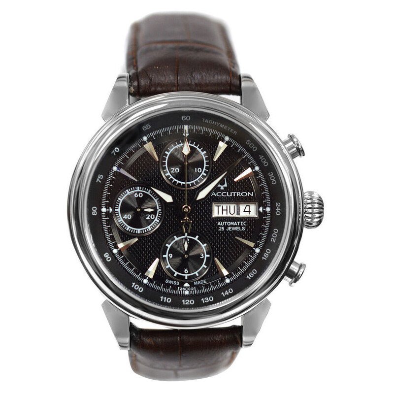 BULOVA ブローバ ACCU SWISS GEMINI CHRONO Bulova Accu Swiss 63C113 “Gemini” Chronograph Automatic, Black