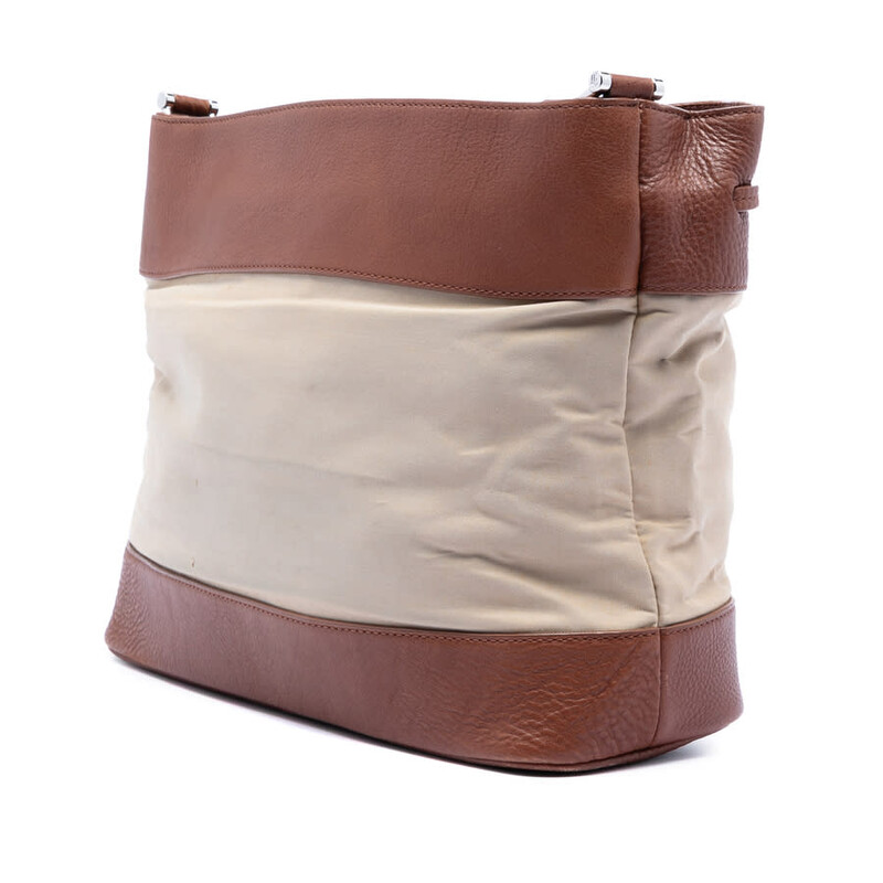 Burberry Pre-owned Burberry Leather Trimmed Canvas Drawstring