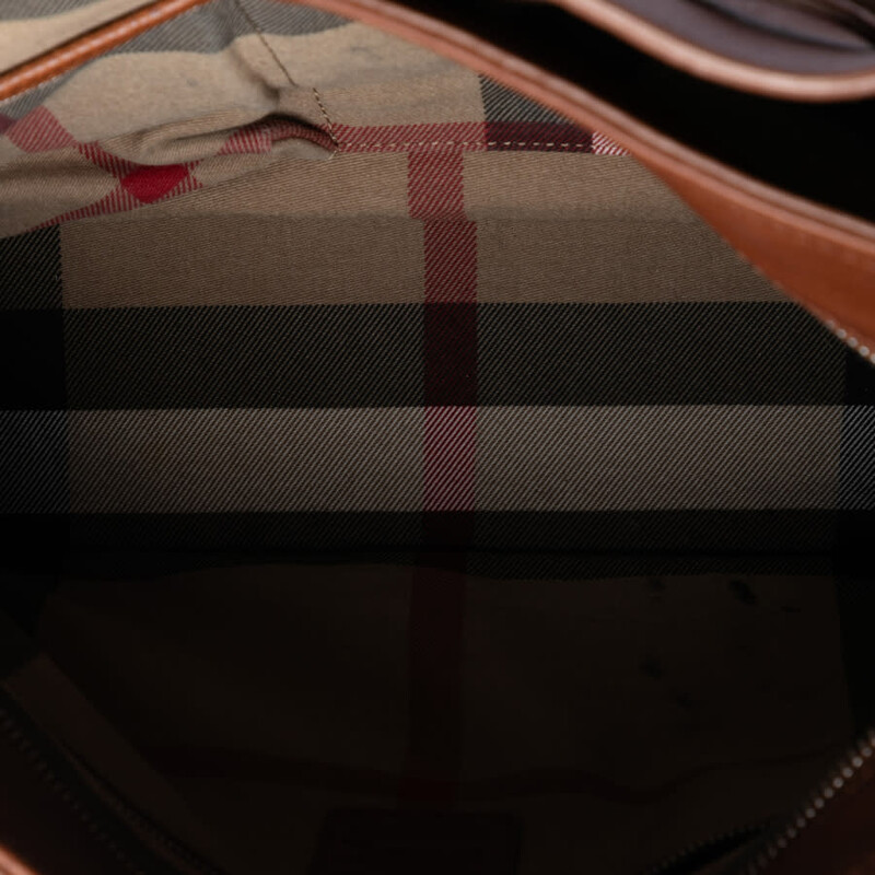 Burberry Pre-owned Burberry Leather Trimmed Canvas Drawstring