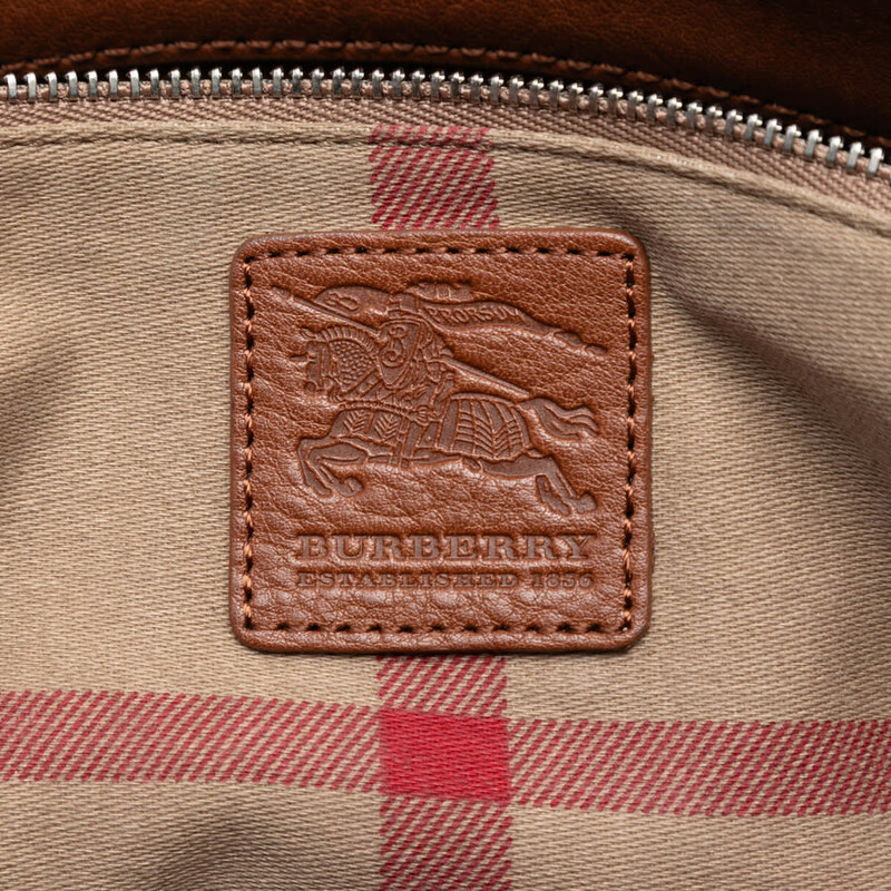 Burberry Pre-owned Burberry Leather Trimmed Canvas Drawstring
