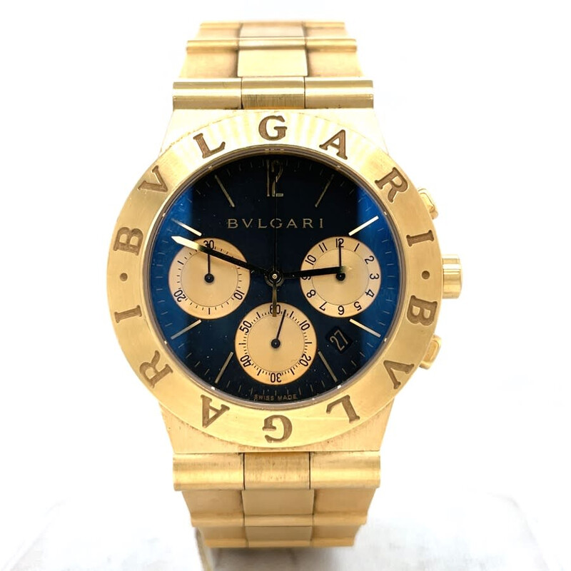 Bvlgari Pre-owned Bvlgari Diagono Chronograph Quartz Black Dial