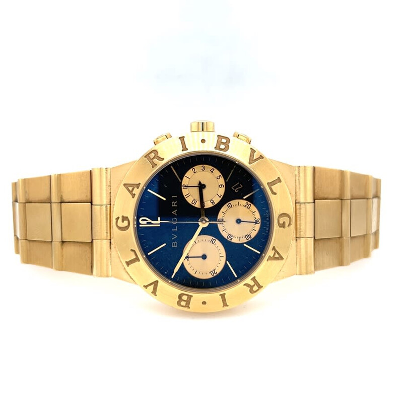 Bvlgari Pre-owned Bvlgari Diagono Chronograph Quartz Black Dial