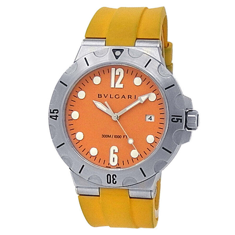 Bvlgari Pre-owned Bvlgari Diagono Orange Dial Men's Watch 102787 - Pre ...