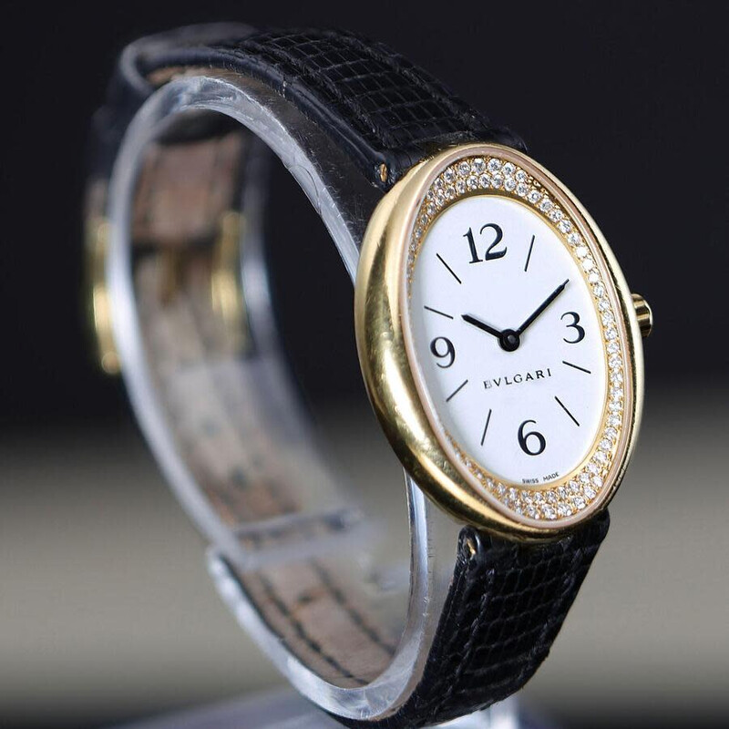 Bvlgari Pre-owned Bvlgari Ovale Quartz Diamond White Dial Ladies Watch ...