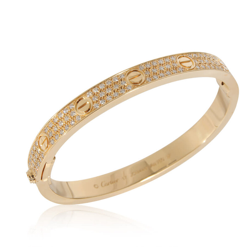 Cartier Pre-Owned Cartier Love Bracelet Diamond Paved in 18k Yellow ...