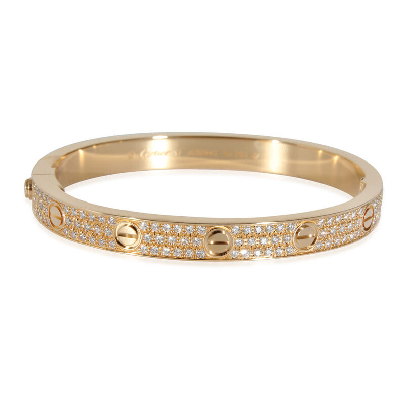 Cartier Pre-Owned Cartier Love Bracelet Diamond Paved in 18k Yellow ...