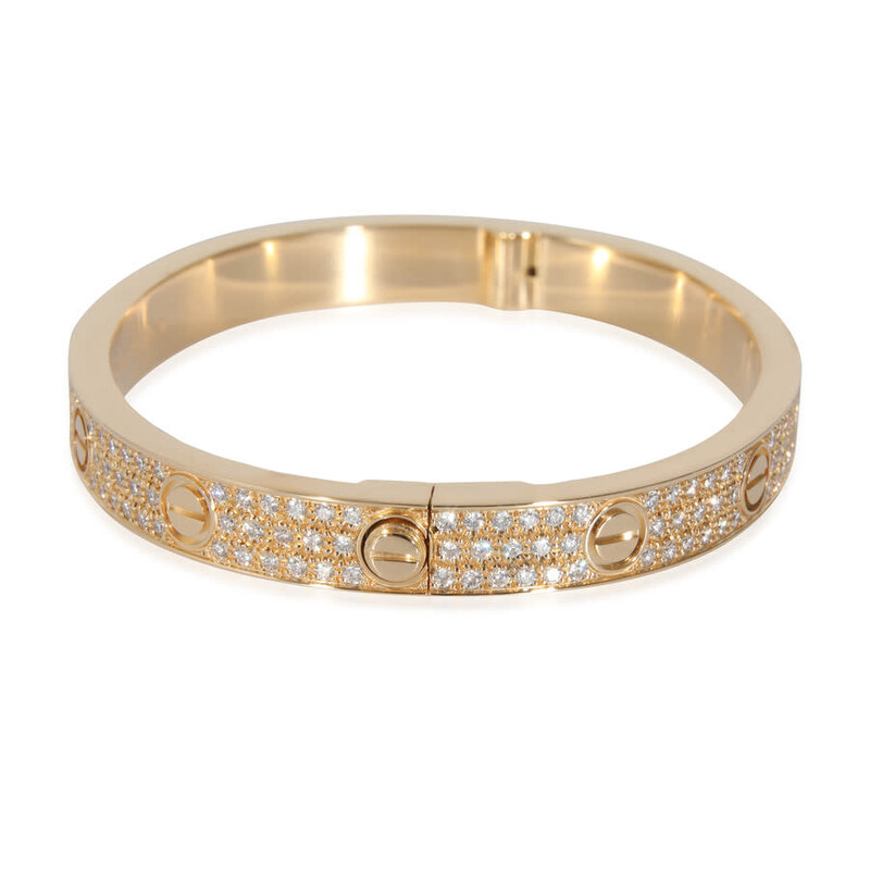 Cartier Pre-Owned Cartier Love Bracelet Diamond Paved in 18k Yellow ...