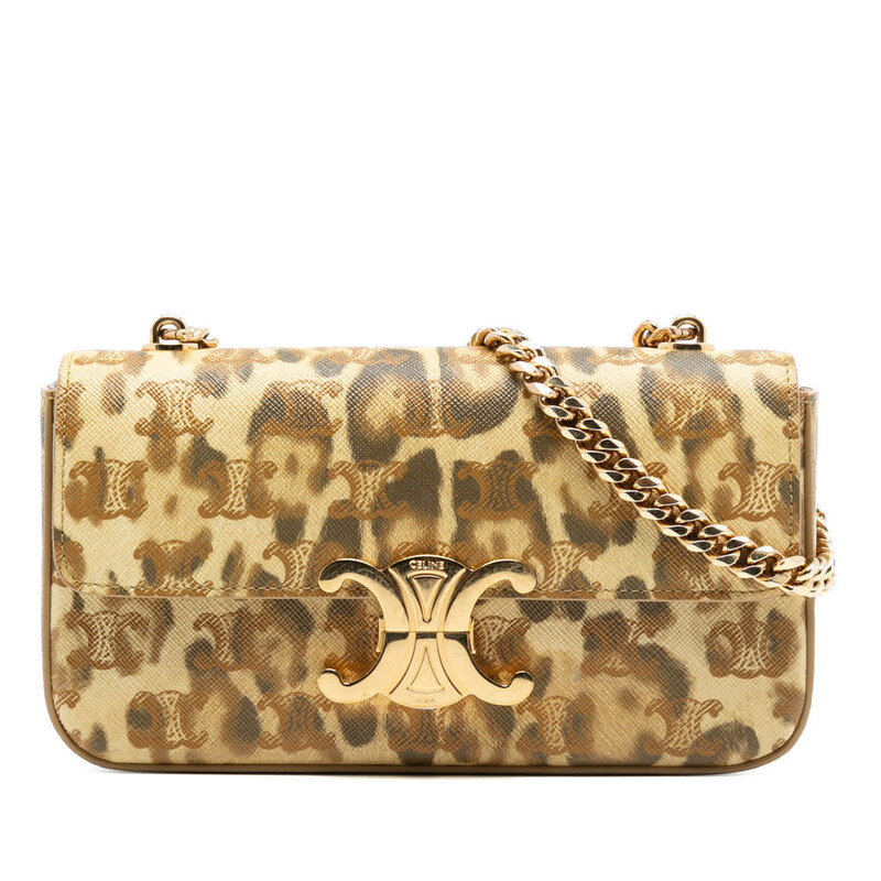 Celine Pre-owned Celine Calfskin Leopard Print Claude Chain