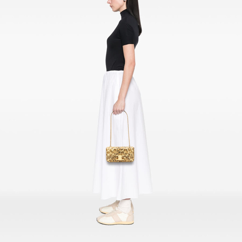 Celine Pre-owned Celine Calfskin Leopard Print Claude Chain