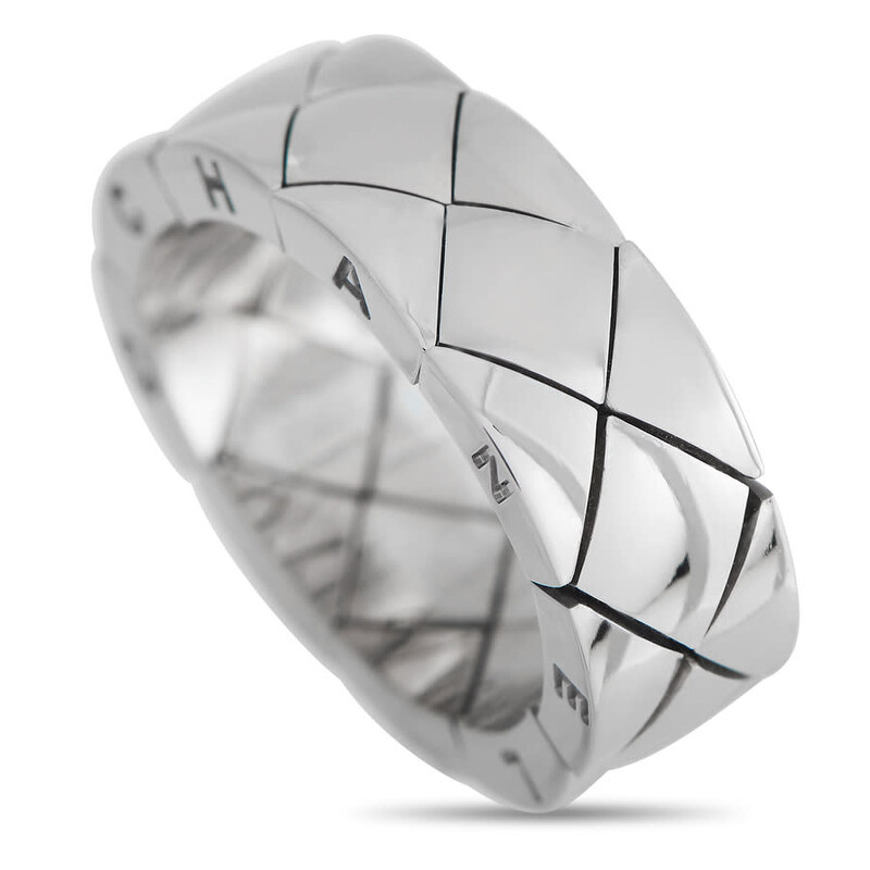 Chanel Pre-Owned Chanel 18K White Gold Flexible Band Ring 1241191-W-8 ...