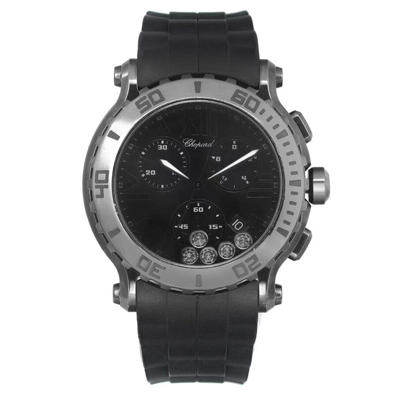 Chopard Pre-owned Chopard Happy Sport Chronograph Black with 5 Floating ...