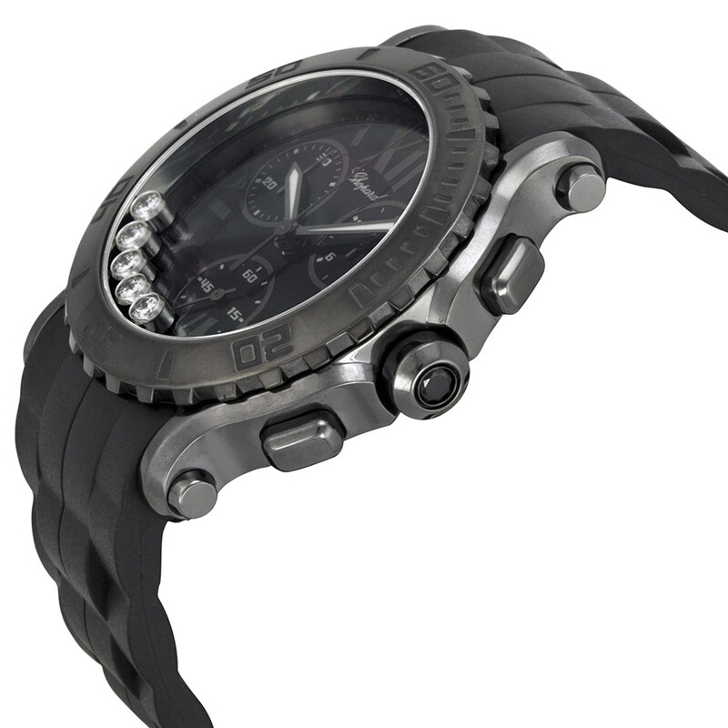 Chopard Pre-owned Chopard Happy Sport Chronograph Black with 5 Floating ...