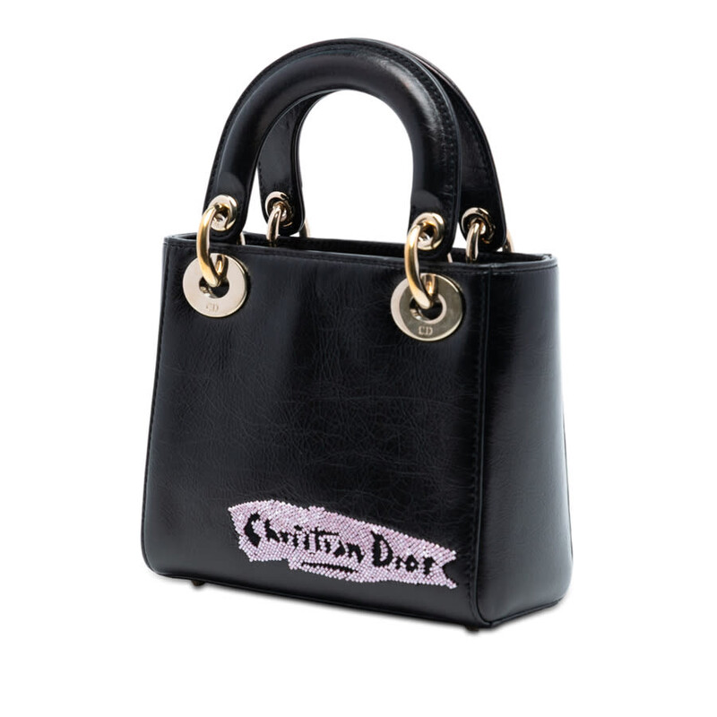 Dior Pre-owned Dior Mini Calfskin Beaded Lady Dior 18-MA-1126