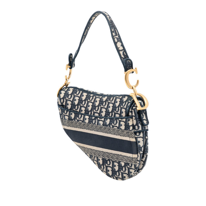 Dior Pre-owned Dior Oblique Embroidered Canvas Saddle Bag Ladies
