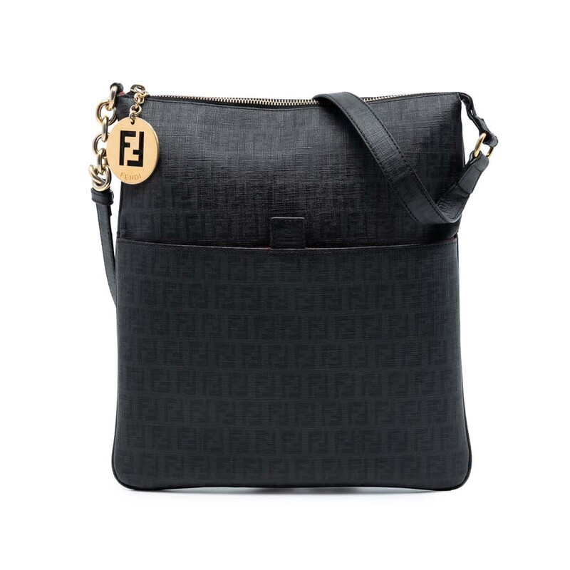 Fendi Pre-owned Fendi Zucchino Coated Canvas Charm Zip Crossbody