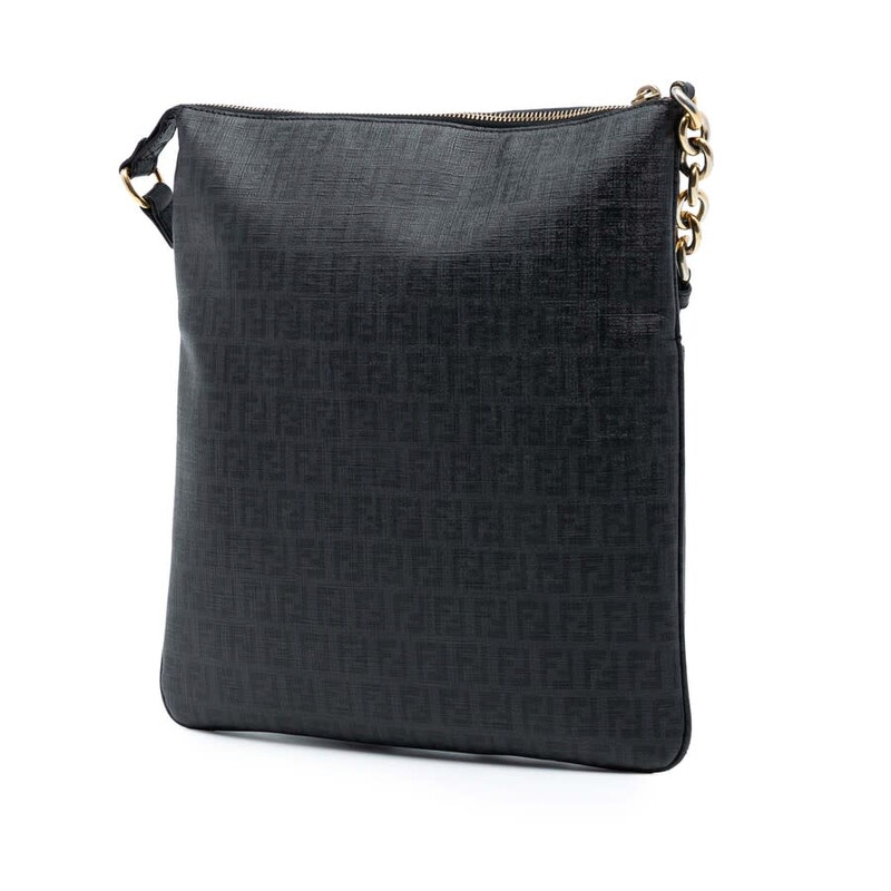 Fendi Pre-owned Fendi Zucchino Coated Canvas Charm Zip Crossbody