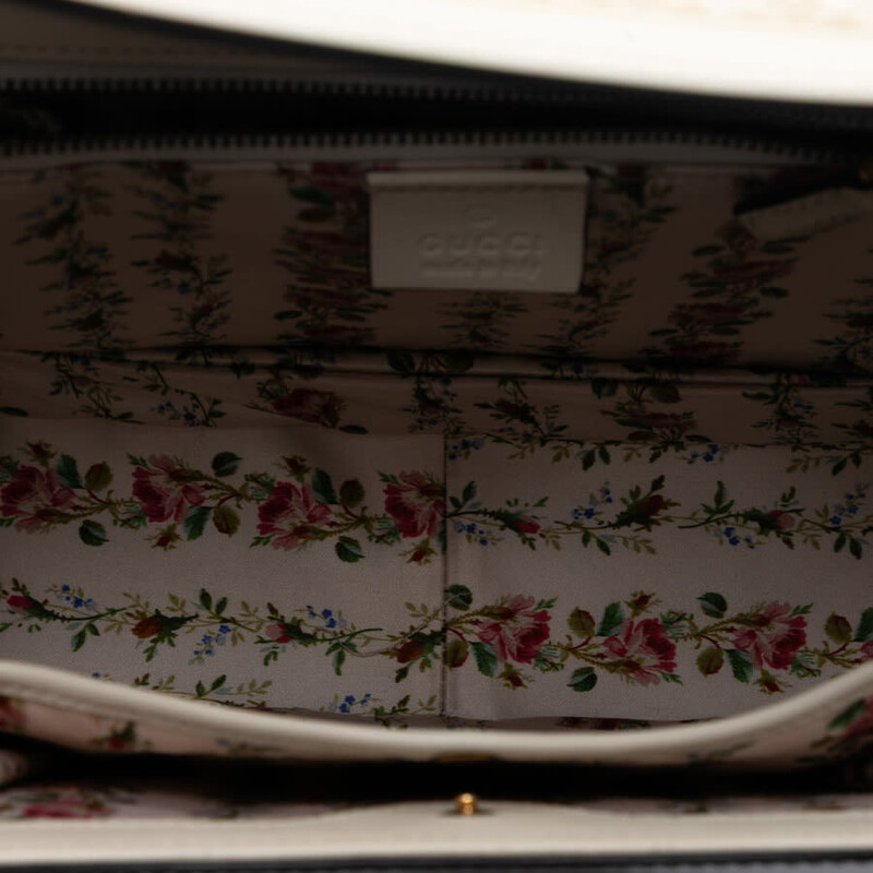 Gucci Pre-owned Gucci Calfskin Frame Print Bamboo Top Handle Bag