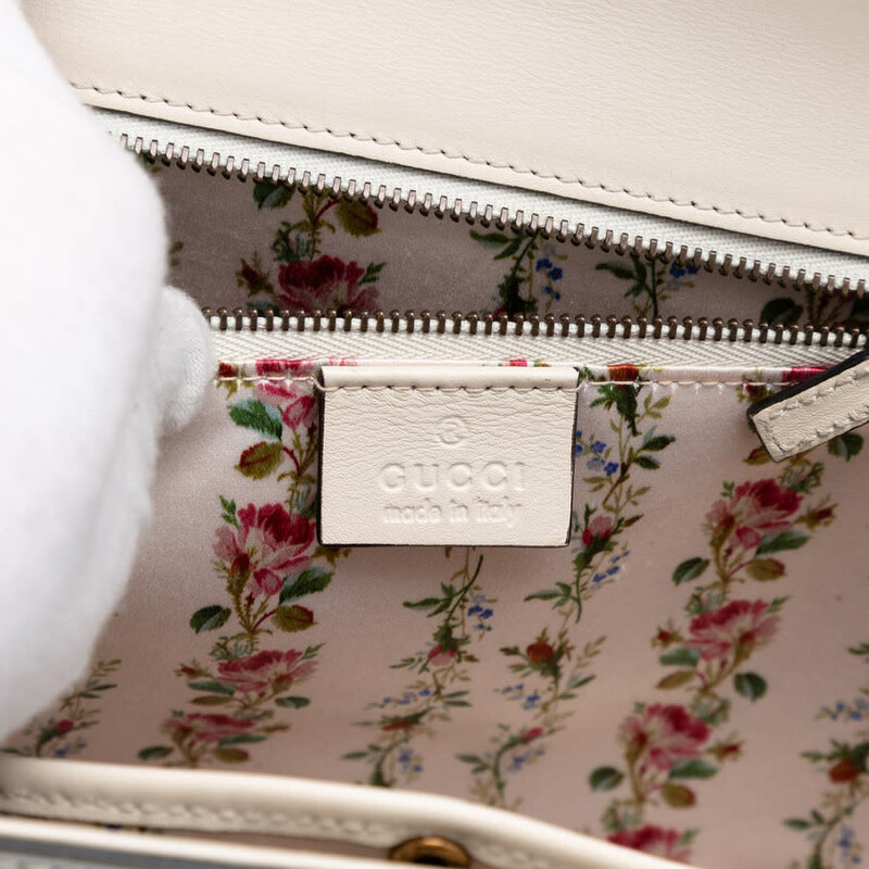 Gucci Pre-owned Gucci Calfskin Frame Print Bamboo Top Handle Bag