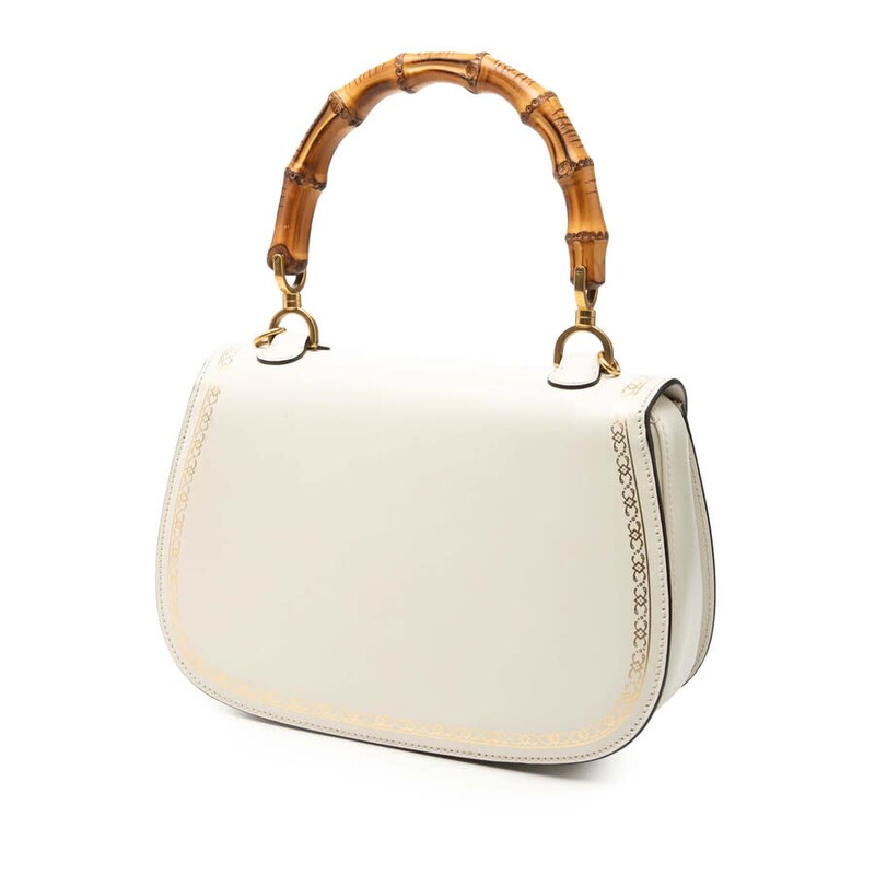 Gucci Pre-owned Gucci Calfskin Frame Print Bamboo Top Handle Bag