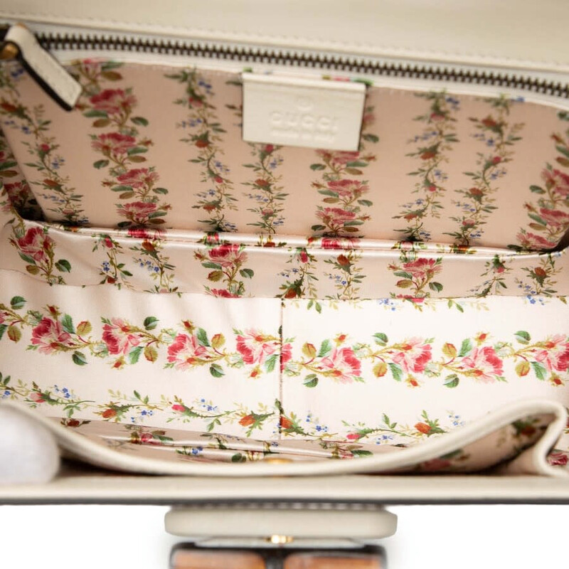 Gucci Pre-owned Gucci Calfskin Frame Print Bamboo Top Handle Bag